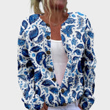 Michela - Autumn Blue Paisley Cardigan