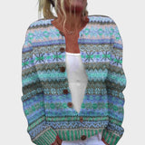 Rita - Autumn Green Jacquard Cardigan