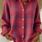 Chiara - Cardigan à Carreaux Rose et Violet