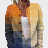 Chiara - Cardigan à Motif Carreaux d'Automne