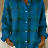 Giada - Cardigan à Carreaux Bleu Pétrole