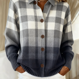 Rachele - Cardigan Gris à Carreaux Dégradés
