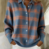 Cecilia - Cardigan à Carreaux Bleu et Orange