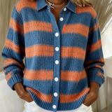 Diana - Cardigan Rayé Bleu et Orange