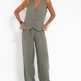 Aira - Ensemble Gilet Boutonné & Pantalon Large
