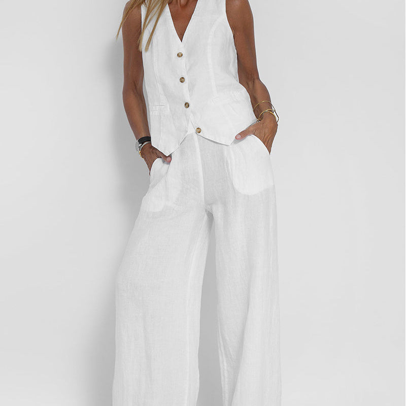 Aira - Ensemble Gilet Boutonné & Pantalon Large