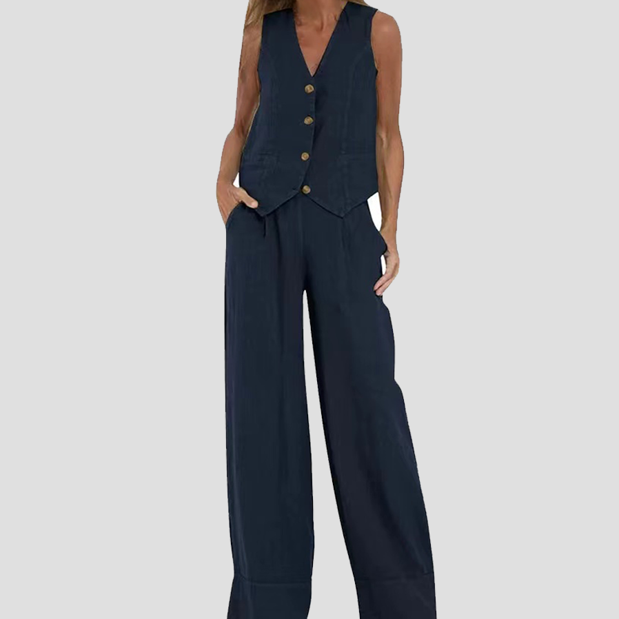 Aira - Ensemble Gilet Boutonné & Pantalon Large