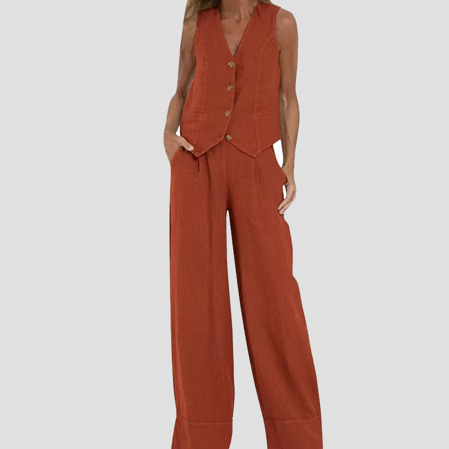 Aira - Ensemble Gilet Boutonné & Pantalon Large