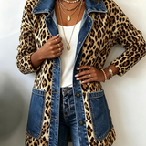 Madeleine | Veste Longue en Jean à Imprimé Léopard