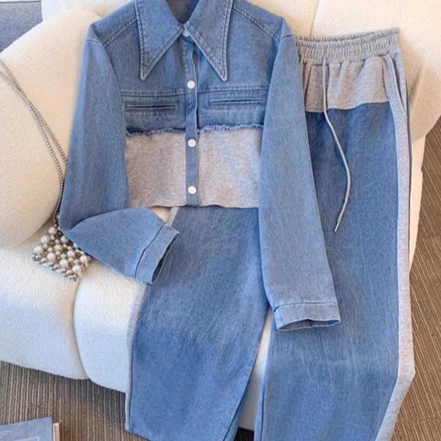Danielle | Ensemble Veste Cropped et Pantalon Large